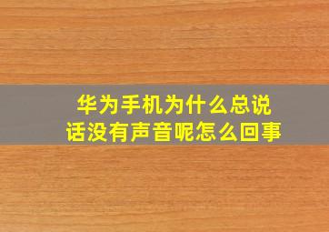 华为手机为什么总说话没有声音呢怎么回事