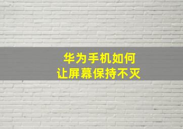 华为手机如何让屏幕保持不灭