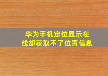 华为手机定位显示在线却获取不了位置信息