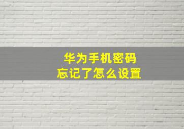 华为手机密码忘记了怎么设置