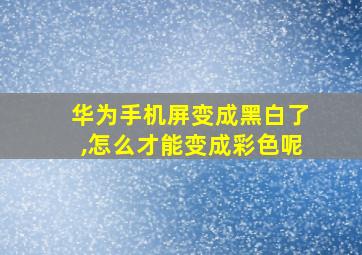 华为手机屏变成黑白了,怎么才能变成彩色呢