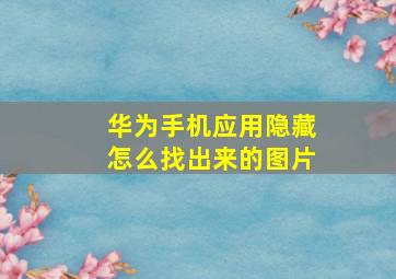 华为手机应用隐藏怎么找出来的图片