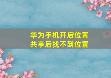 华为手机开启位置共享后找不到位置