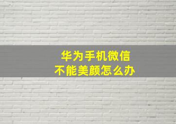 华为手机微信不能美颜怎么办