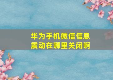 华为手机微信信息震动在哪里关闭啊