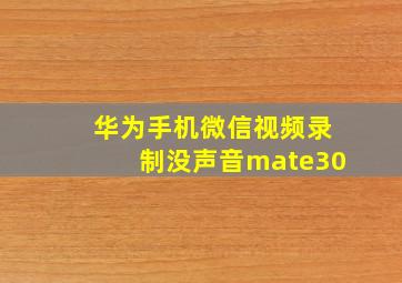 华为手机微信视频录制没声音mate30