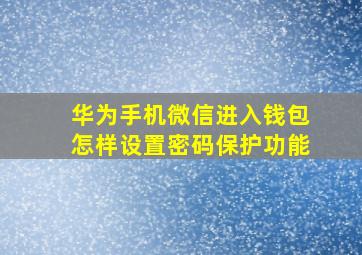 华为手机微信进入钱包怎样设置密码保护功能