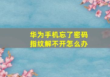 华为手机忘了密码指纹解不开怎么办