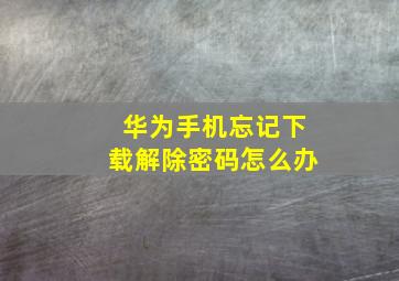 华为手机忘记下载解除密码怎么办