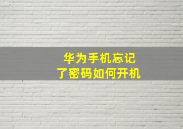 华为手机忘记了密码如何开机