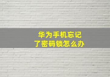 华为手机忘记了密码锁怎么办