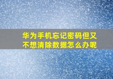 华为手机忘记密码但又不想清除数据怎么办呢