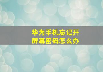 华为手机忘记开屏幕密码怎么办