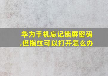 华为手机忘记锁屏密码,但指纹可以打开怎么办