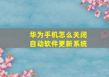 华为手机怎么关闭自动软件更新系统