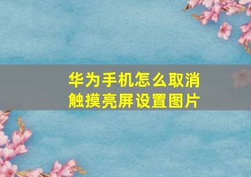 华为手机怎么取消触摸亮屏设置图片