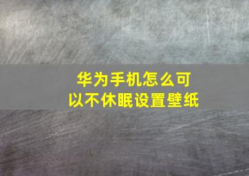 华为手机怎么可以不休眠设置壁纸