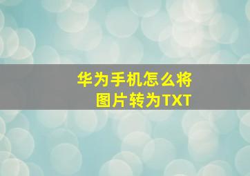 华为手机怎么将图片转为TXT