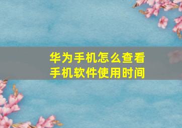 华为手机怎么查看手机软件使用时间