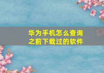 华为手机怎么查询之前下载过的软件