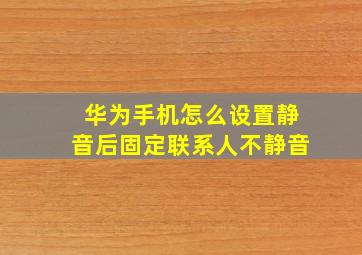 华为手机怎么设置静音后固定联系人不静音