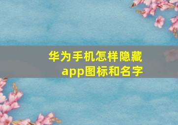 华为手机怎样隐藏app图标和名字