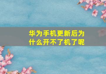 华为手机更新后为什么开不了机了呢