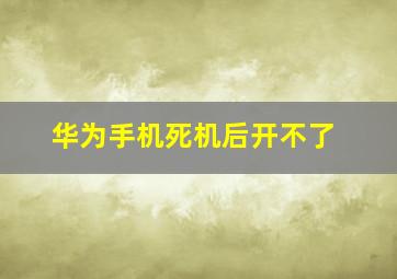 华为手机死机后开不了