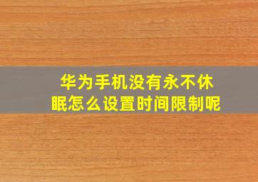 华为手机没有永不休眠怎么设置时间限制呢