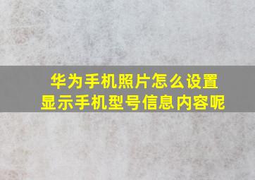 华为手机照片怎么设置显示手机型号信息内容呢