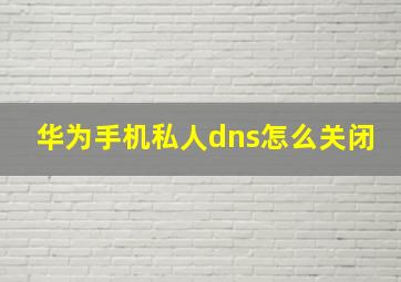 华为手机私人dns怎么关闭