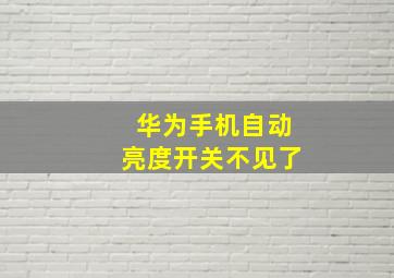 华为手机自动亮度开关不见了