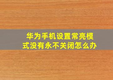 华为手机设置常亮模式没有永不关闭怎么办