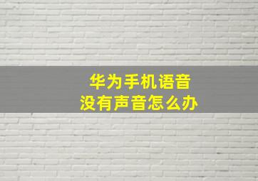 华为手机语音没有声音怎么办