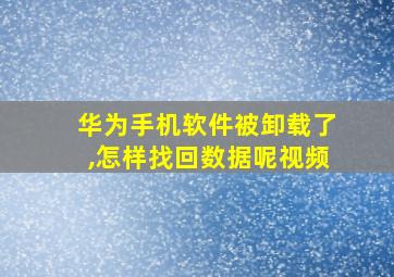 华为手机软件被卸载了,怎样找回数据呢视频