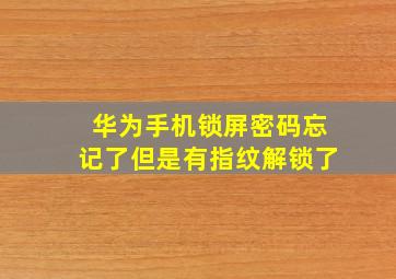 华为手机锁屏密码忘记了但是有指纹解锁了