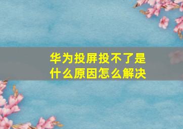 华为投屏投不了是什么原因怎么解决