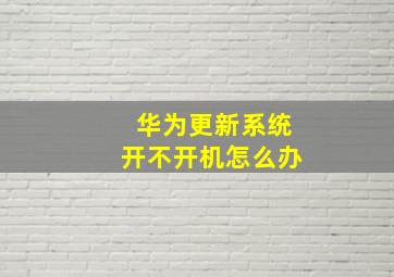 华为更新系统开不开机怎么办