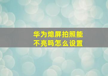 华为熄屏拍照能不亮吗怎么设置