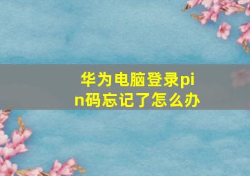 华为电脑登录pin码忘记了怎么办