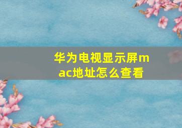 华为电视显示屏mac地址怎么查看