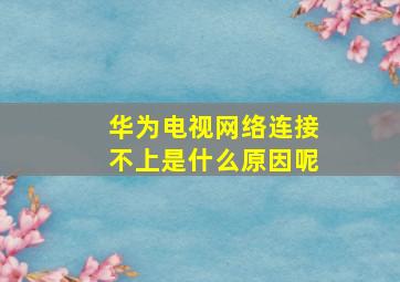 华为电视网络连接不上是什么原因呢