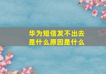 华为短信发不出去是什么原因是什么