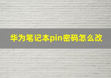 华为笔记本pin密码怎么改