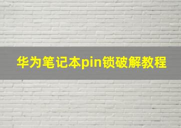 华为笔记本pin锁破解教程