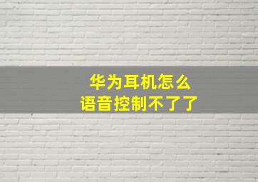 华为耳机怎么语音控制不了了