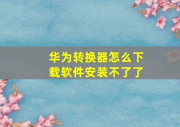 华为转换器怎么下载软件安装不了了