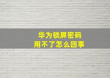 华为锁屏密码用不了怎么回事