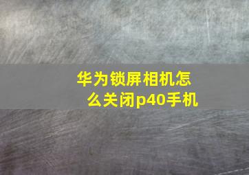 华为锁屏相机怎么关闭p40手机