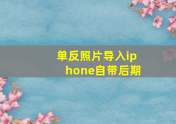 单反照片导入iphone自带后期